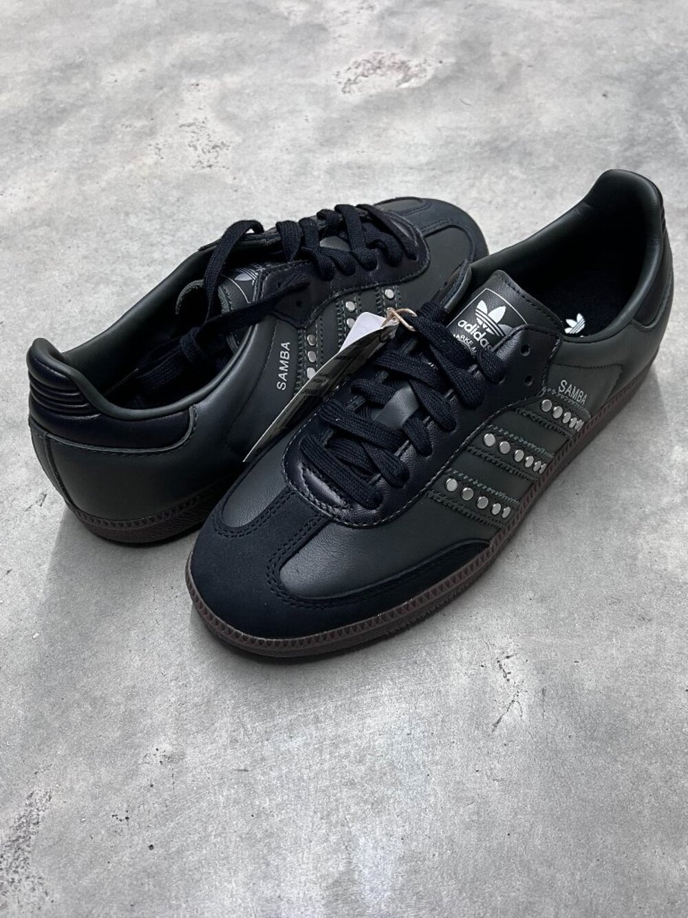 Adidas Samba OG Studded Stripes Black Earth Gum Women’s JR8869 - New